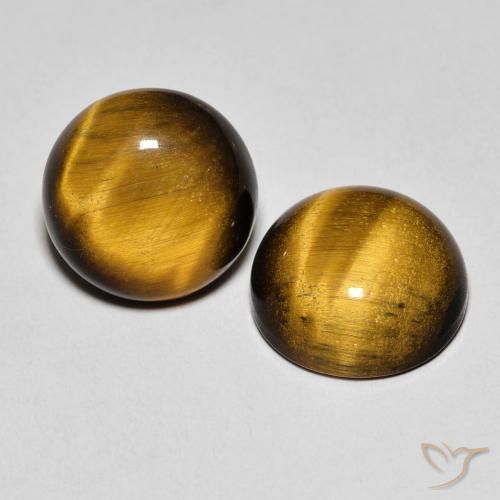 Gemas de Ojo de Tigre Marrón cálido natural de 7.22 ct, Redondo, Opaco