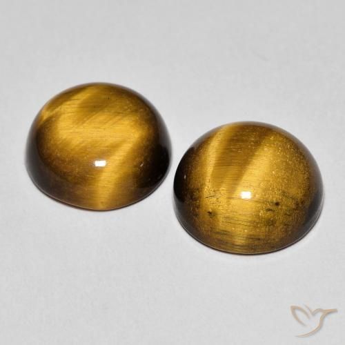Gemas de Ojo de Tigre Marrón cálido natural de 7.22 ct, Redondo, Opaco