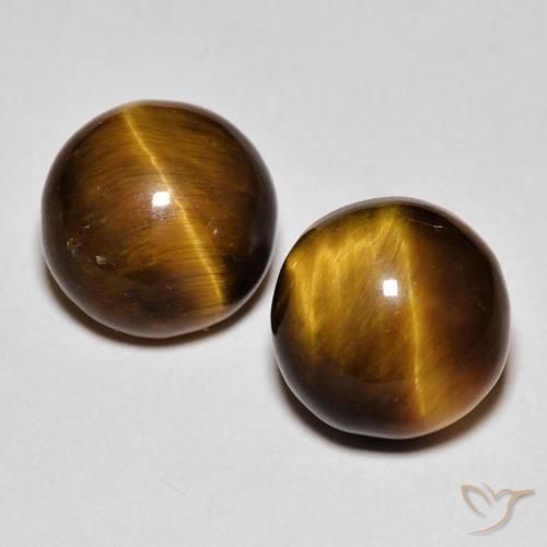 8.56ctw Natural Marrón medio Ojo de Tigre, Redondo, Opaco