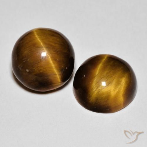 Gemas de Ojo de Tigre Marrón medio natural de 8.56 ct, Redondo, Opaco