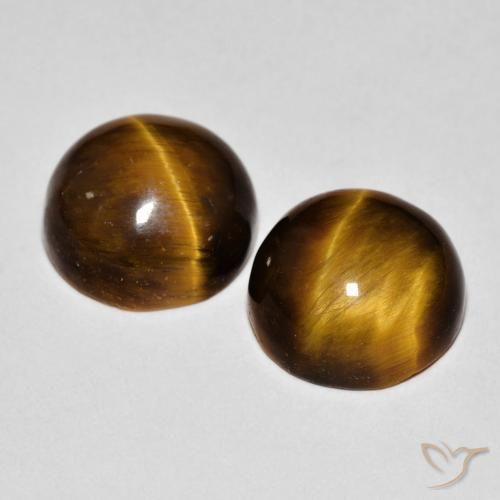 Gemas de Ojo de Tigre Marrón medio natural de 8.56 ct, Redondo, Opaco