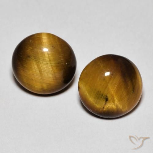 2.82ctw Natural Marrón medio Ojo de Tigre, Redondo, Opaco