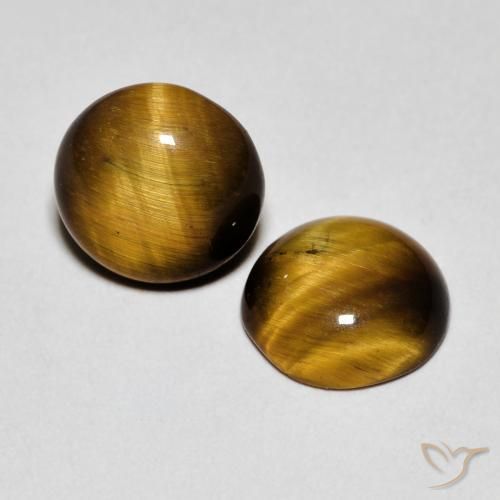 Gemas de Ojo de Tigre Marrón medio natural de 2.82 ct, Redondo, Opaco