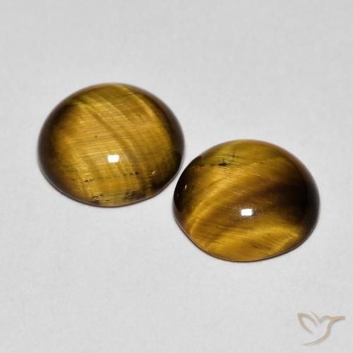 Gemas de Ojo de Tigre Marrón medio natural de 2.82 ct, Redondo, Opaco