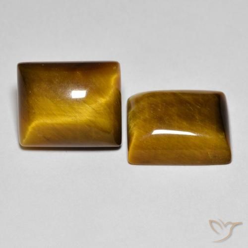 Gemas de Ojo de Tigre Marrón dorado natural de 12.43 ct, Corte Baguette, Opaco