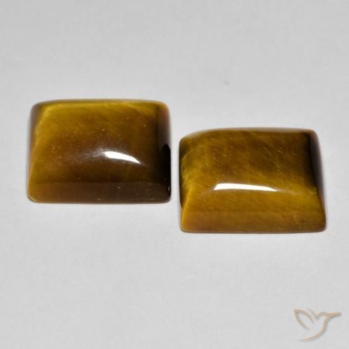 Gemas de Ojo de Tigre Marrón dorado natural de 12.43 ct, Corte Baguette, Opaco