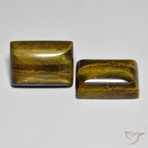 Gemas de Ojo de Tigre Medium Light-Brown natural de 16.48 ct, Corte Baguette, Opaco