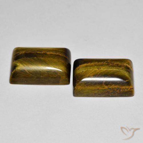Gemas de Ojo de Tigre Medium Light-Brown natural de 16.48 ct, Corte Baguette, Opaco