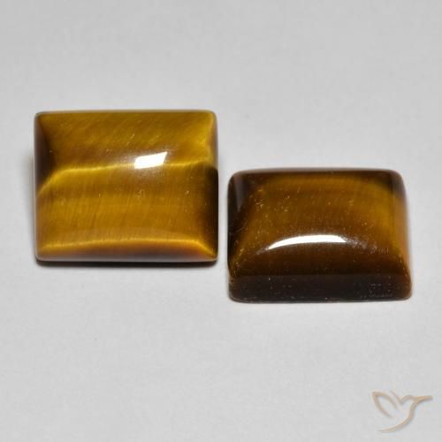 Gemas de Ojo de Tigre Marrón dorado natural de 12.46 ct, Corte Baguette, Opaco