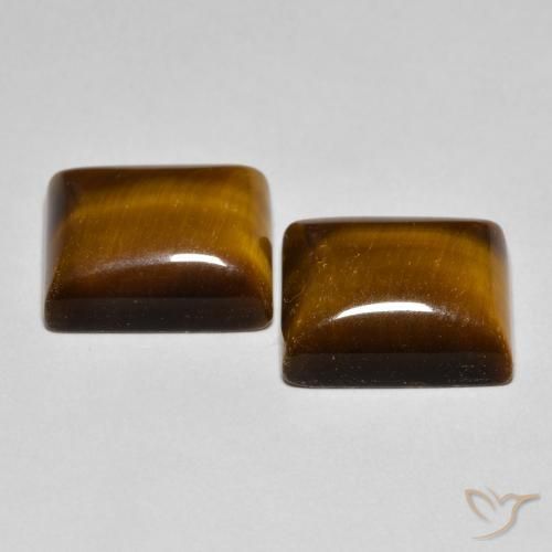 Gemas de Ojo de Tigre Marrón dorado natural de 12.46 ct, Corte Baguette, Opaco
