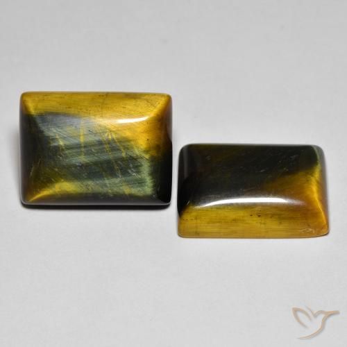 Gemas de Ojo de Tigre Medium Dark-Brown natural de 20.22 ct, Corte Baguette, Opaco