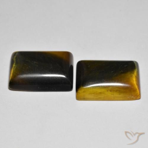 Gemas de Ojo de Tigre Medium Dark-Brown natural de 20.22 ct, Corte Baguette, Opaco