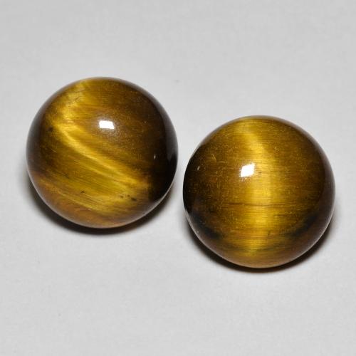 Gemas de tiger's eye marrón natural de 7,99 ct, corte redondo, opaco