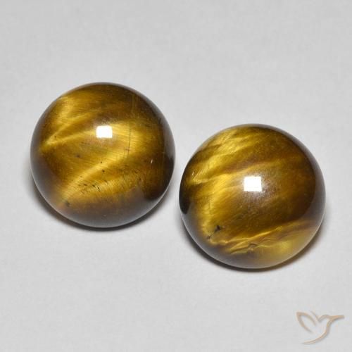 7.60ctw Natural Marrón cálido Ojo de Tigre, Redondo, Opaco
