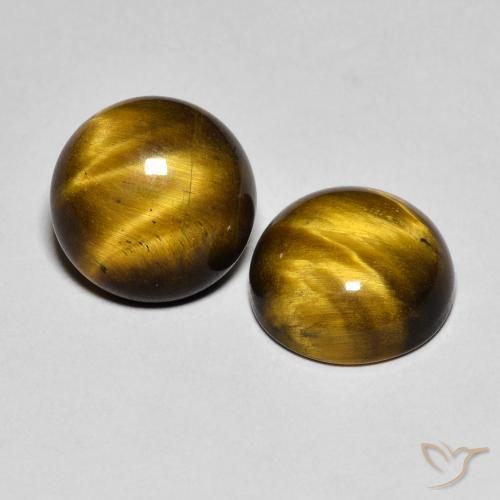 Gemas de Ojo de Tigre Marrón cálido natural de 7.60 ct, Redondo, Opaco