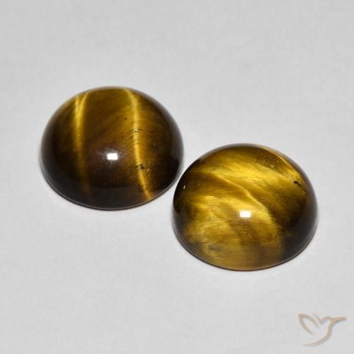 Gemas de Ojo de Tigre Marrón cálido natural de 7.60 ct, Redondo, Opaco