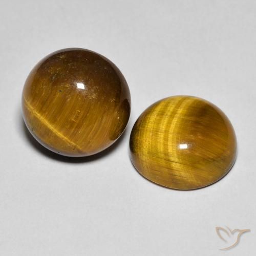 Gemas de Ojo de Tigre Marrón medio natural de 8.41 ct, Redondo, Opaco