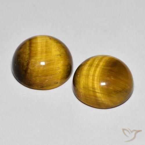 Gemas de Ojo de Tigre Marrón medio natural de 8.41 ct, Redondo, Opaco