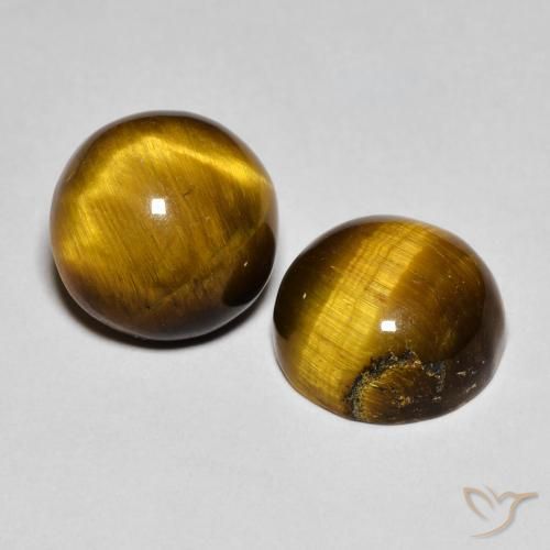Gemas de Ojo de Tigre Marrón dorado natural de 8.43 ct, Redondo, Opaco