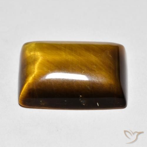 Ojo de Tigre Medium Light-Brown natural de 13.65 ct, Corte Baguette, Opaco