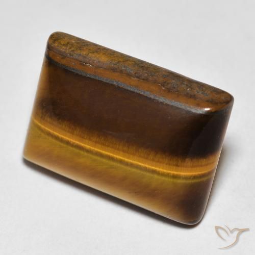 Ojo de Tigre Marrón dorado natural de 12.78 ct, Corte Baguette, Opaco