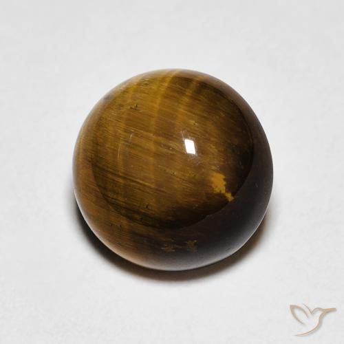 Ojo de Tigre Marrón dorado natural de 2.39 ct, Redondo, Opaco
