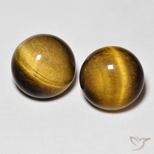8.38ctw Natural Marrón amarillento Ojo de Tigre, Redondo, Opaco