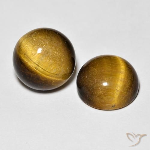 Gemas de Ojo de Tigre Marrón amarillento natural de 8.38 ct, Redondo, Opaco