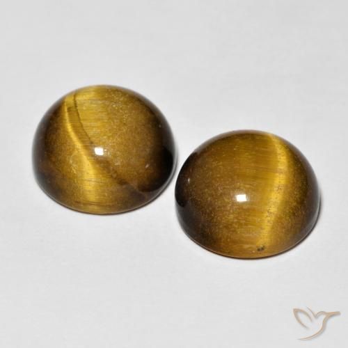 Gemas de Ojo de Tigre Marrón amarillento natural de 8.38 ct, Redondo, Opaco