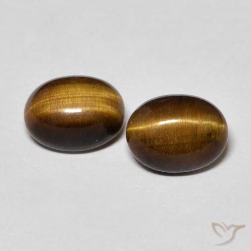 2.62ctw Natural Marrón cálido Ojo de Tigre, Ovalada, Opaco