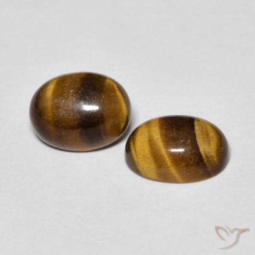 Gemas de Ojo de Tigre Marrón dorado natural de 2.69 ct, Ovalada, Opaco