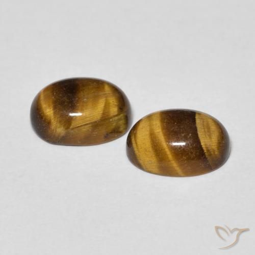 Gemas de Ojo de Tigre Marrón dorado natural de 2.69 ct, Ovalada, Opaco