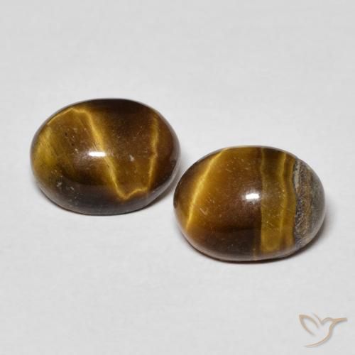 3.32ctw Natural Marrón cálido Ojo de Tigre, Ovalada, Opaco