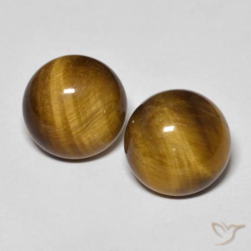 7.57ctw Natural Marrón medio Ojo de Tigre, Redondo, Opaco