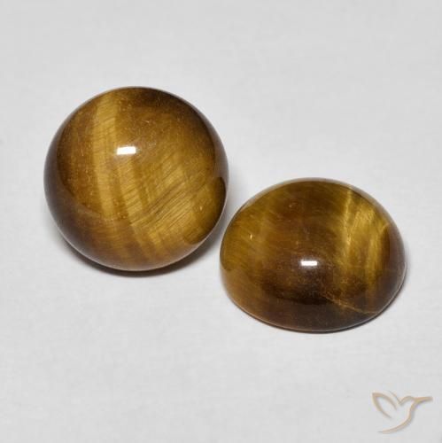 Gemas de Ojo de Tigre Marrón medio natural de 7.57 ct, Redondo, Opaco