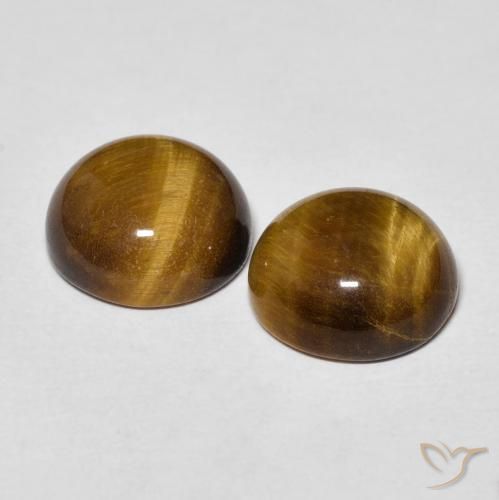 Gemas de Ojo de Tigre Marrón medio natural de 7.57 ct, Redondo, Opaco