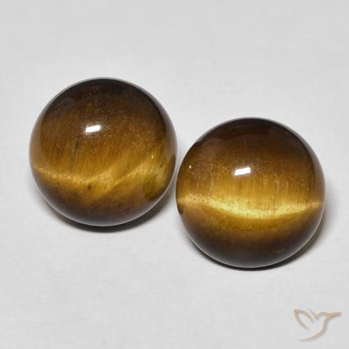 7.41ctw Natural Marrón medio Ojo de Tigre, Redondo, Opaco