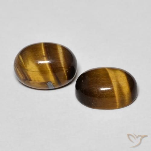 Gemas de Ojo de Tigre Marrón dorado natural de 2.84 ct, Ovalada, Opaco