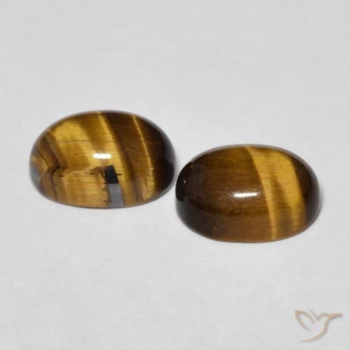 Gemas de Ojo de Tigre Marrón dorado natural de 2.84 ct, Ovalada, Opaco