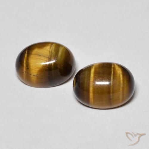 3.16ctw Natural Marrón amarillento Ojo de Tigre, Ovalada, Opaco