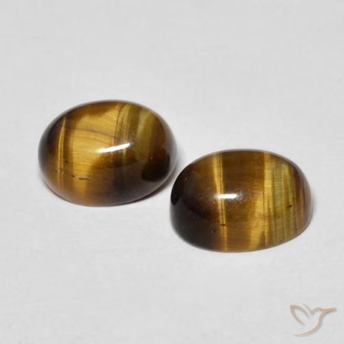 Gemas de tiger's eye marrón natural de 3,16 ct, corte óvalo, opaco