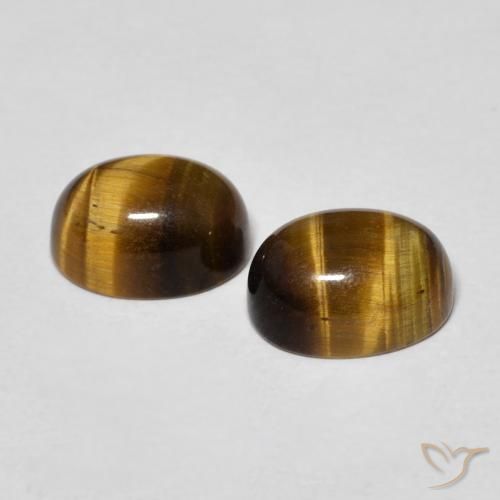 Gemas de tiger's eye marrón natural de 3,16 ct, corte óvalo, opaco