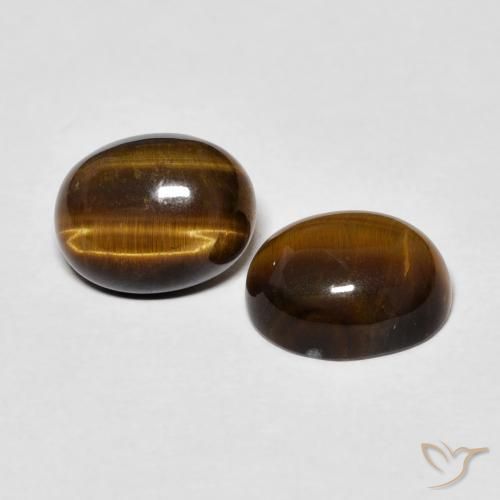 Gemas de Ojo de Tigre Marrón medio natural de 4.43 ct, Ovalada, Opaco