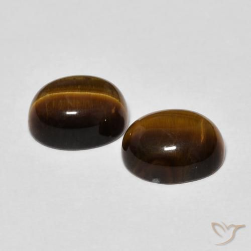 Gemas de Ojo de Tigre Marrón medio natural de 4.43 ct, Ovalada, Opaco
