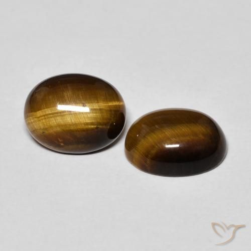 Gemas de Ojo de Tigre Marrón dorado natural de 3.60 ct, Ovalada, Opaco