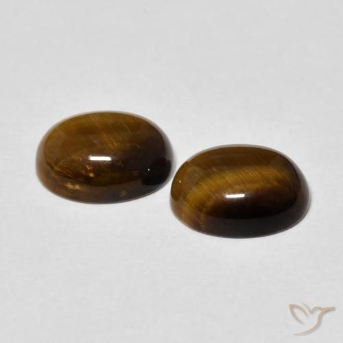 Gemas de Ojo de Tigre Marrón dorado natural de 3.60 ct, Ovalada, Opaco