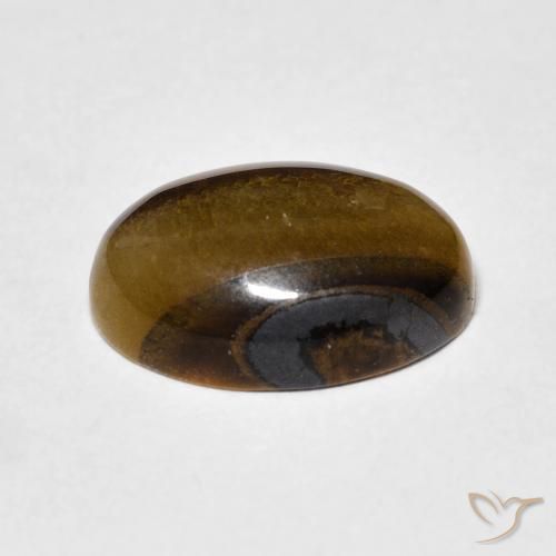 Ojo de Tigre Marrón amarillento natural de 5.64 ct, Ovalada, Opaco