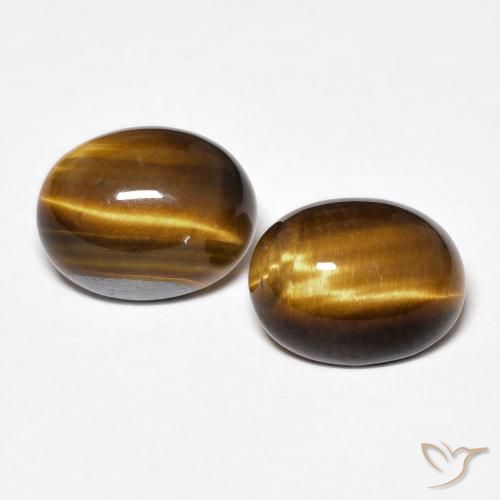 3.47ctw Natural Marrón cálido Ojo de Tigre, Ovalada, Opaco