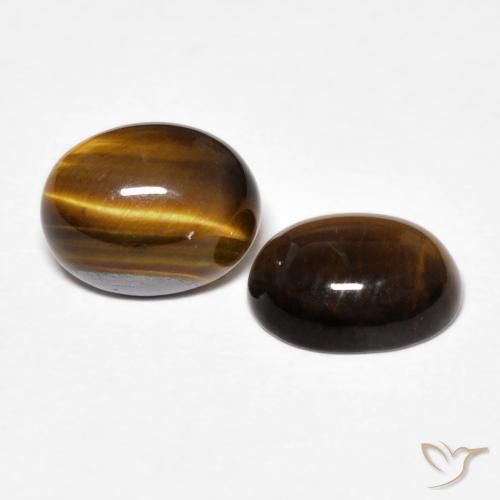 Gemas de Ojo de Tigre Marrón cálido natural de 3.47 ct, Ovalada, Opaco