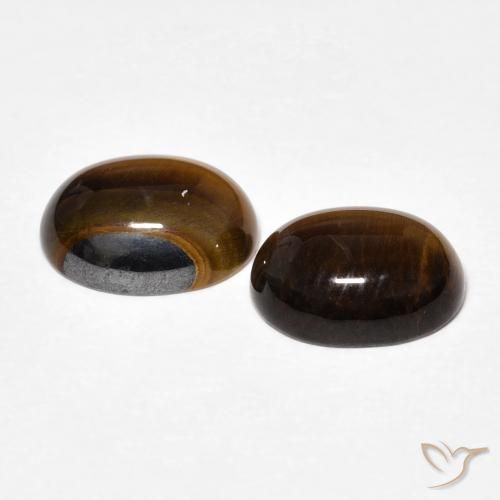 Gemas de Ojo de Tigre Marrón cálido natural de 3.47 ct, Ovalada, Opaco